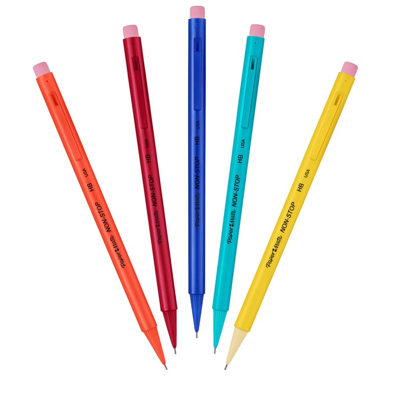 Paper Mate Non-Stop Mechanical Pencil | 0.7mm with Shock-Absorbing Tip | HB #2 | Assorted Barrel Colours | 10 Count - Image 2